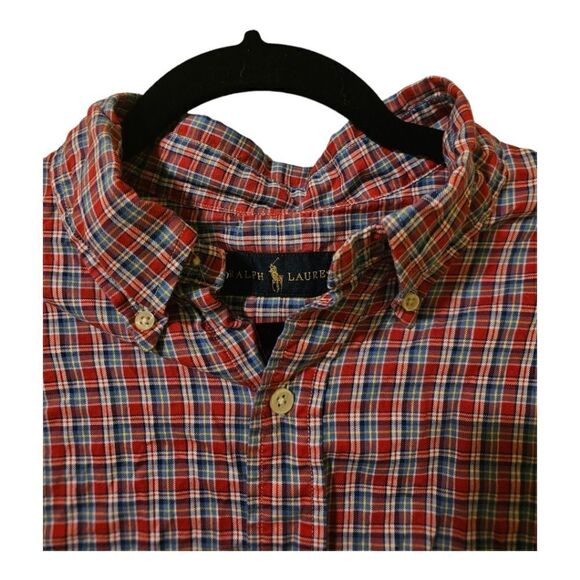 RALPH LAUREN Mens Plaid Cotton Button Down Shirt - Size Large - Picture 3 of 7